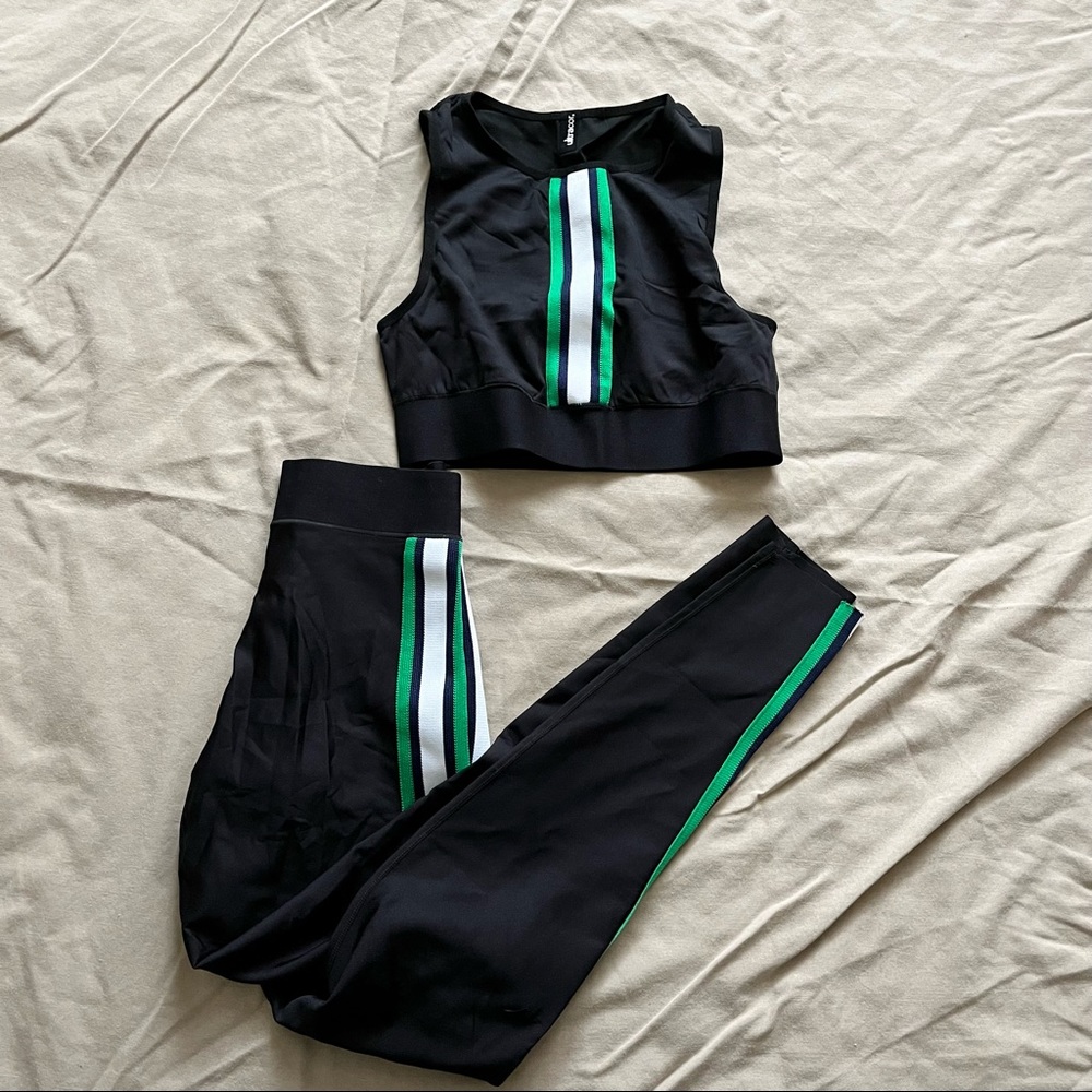 Ultracor collegiate stripe legging and bra set XS